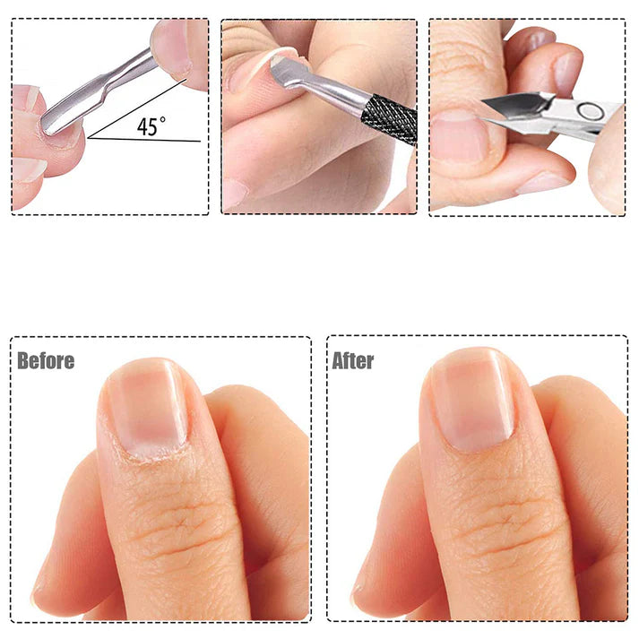 Strălucire – Instrument Dublu pentru Cuticule (Împingător & Trimmer)